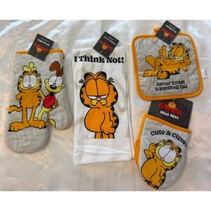 Garfield Nickelodeon 4pc Kitchen Set Oven Mitt Pot Holder Towel Mini Mitt New